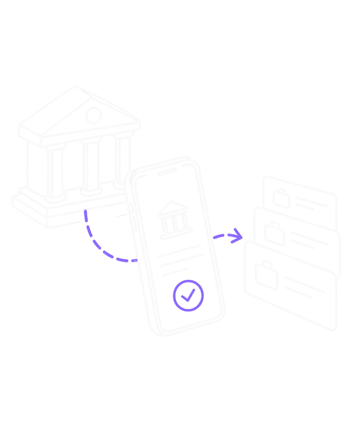 A bank, a phone confirming your banks, and matched job cards appearing